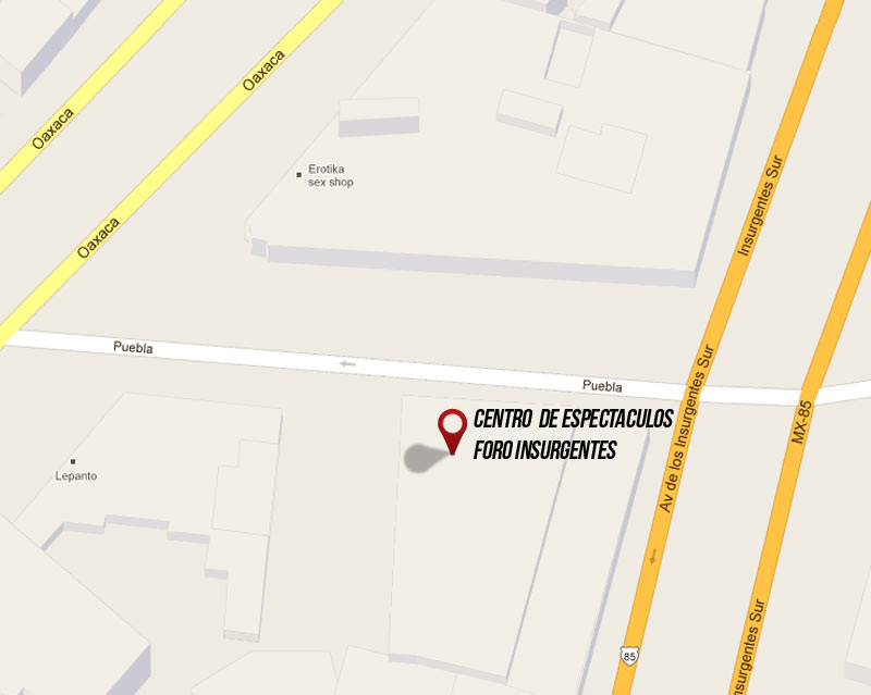 Mapa de evento Golden Divas 9° aniversario / 15 de diciembre.